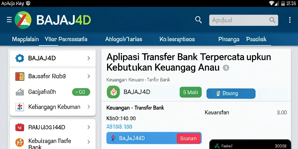 Tampilan utama aplikasi BAJAJ4D dengan fungsi Transfer Bank.