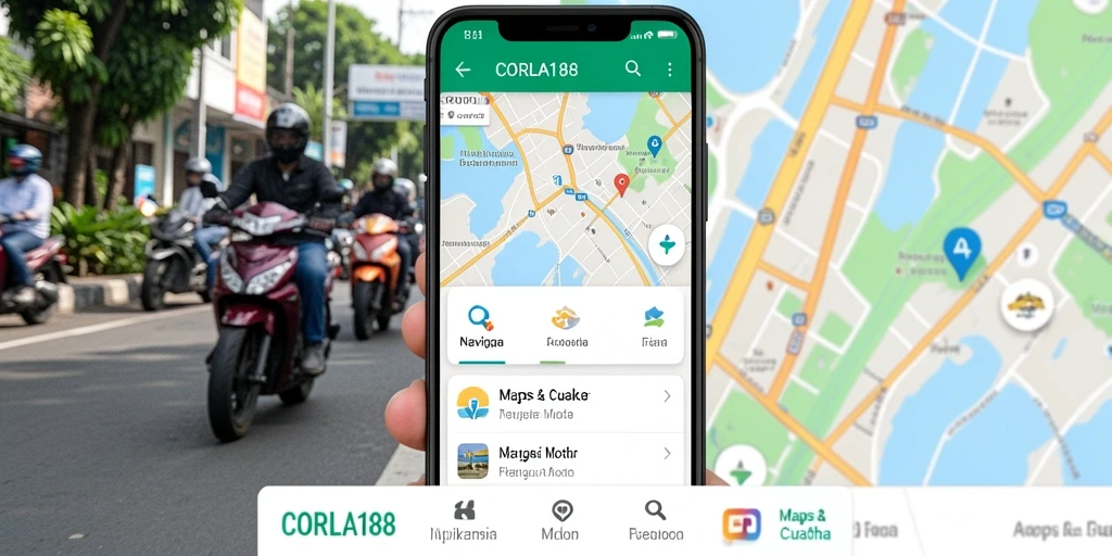 Tampilan antarmuka navigasi motor yang jelas dan informatif.