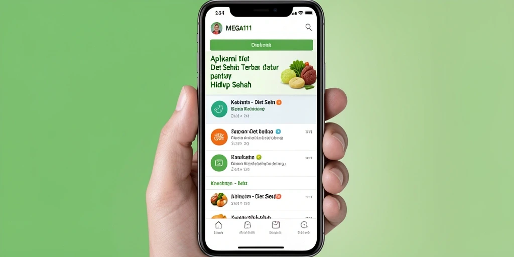 Antarmuka MEGA111 menunjukkan fitur Diet Sehat yang intuitif dan bermanfaat.