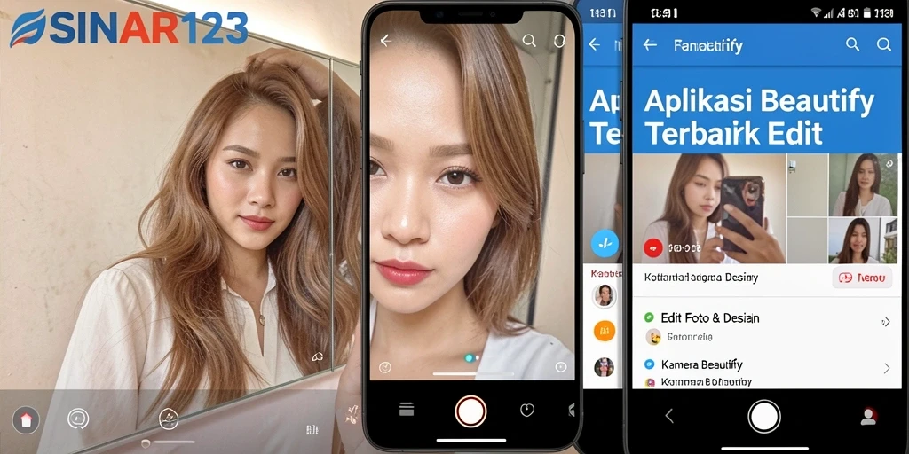 Tampilan antarmuka utama aplikasi Kamera Beautify SINAR123 yang menarik dan user-friendly.